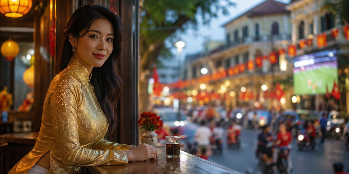 Người chơi truy cập Jackpot ca2 qua điện thoại tại Hà Nội trong trang phục áo dài truyền thống